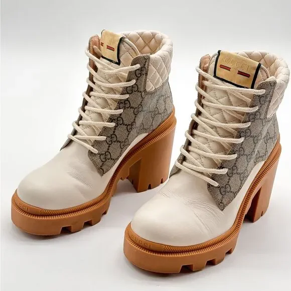 Gucci Cream and Tan Heeled Boots - Picture 12 of 14